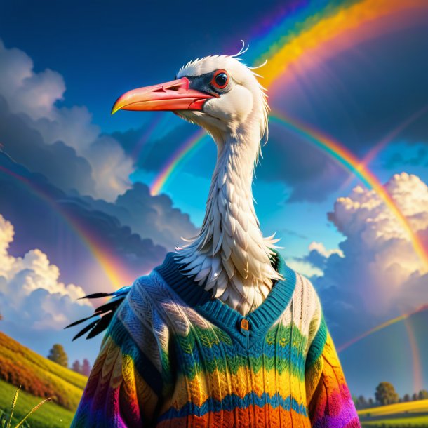 Pic of a stork in a sweater on the rainbow