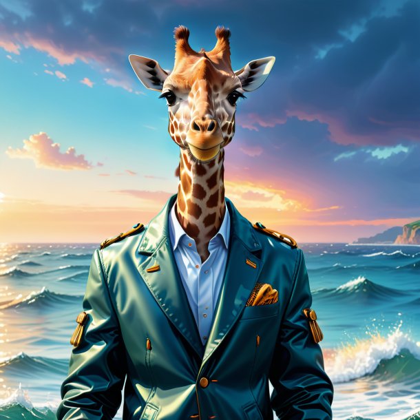 Illustration of a giraffe in a jacket in the sea