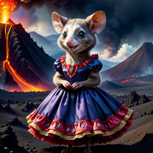 Image d'un opossum dans une robe dans le volcan