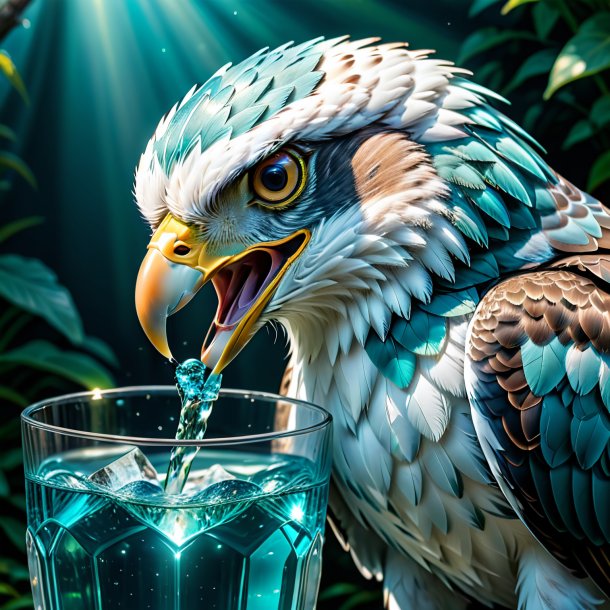 Image of a aquamarine drinking hawk