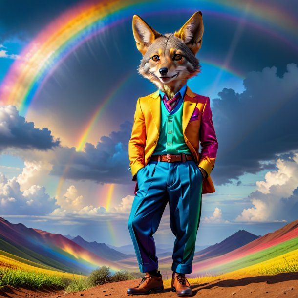 Picture of a jackal in a trousers on the rainbow