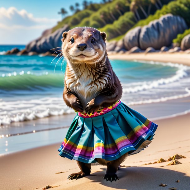 Image of a otter in a skirt on the beach