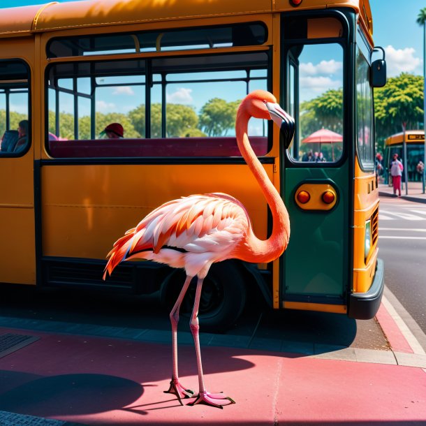 Photo of a eating of a flamingo on the bus stop