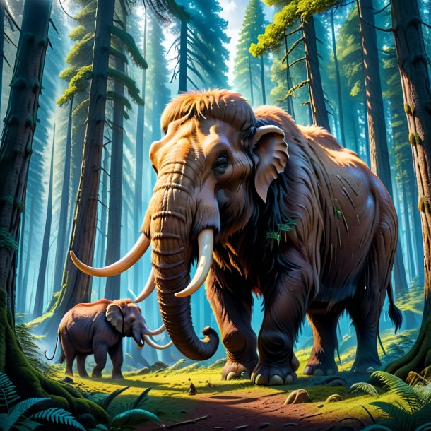 Image of a eating of a mammoth in the forest