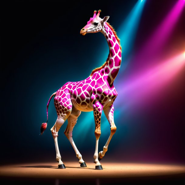 Pic d'une girafe dansante rose