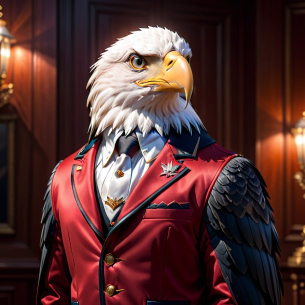 Pic of a eagle in a red jacket