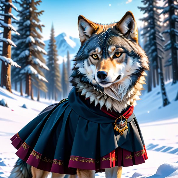 Image of a wolf in a skirt in the snow