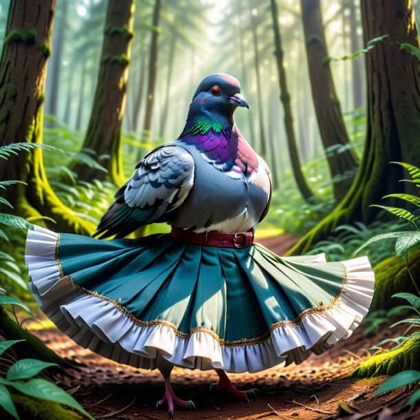 Picture of a pigeon in a skirt in the forest