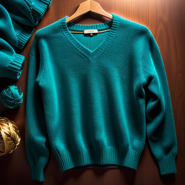 Photo of a teal sweater from paper