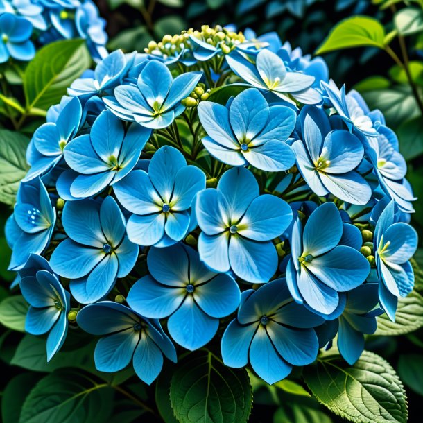 Fotografia de uma hortensia azul