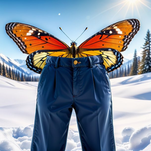 Foto de una mariposa en un pantalón en la nieve