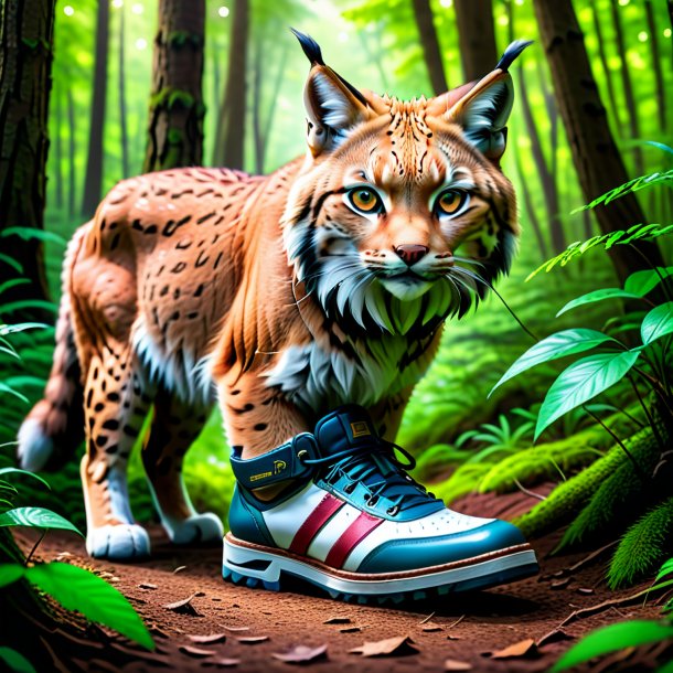 Pic of a lynx in a shoes in the forest