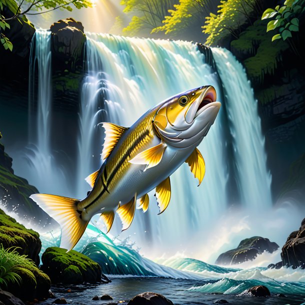 Imagem de um haddock em um cinto na cachoeira