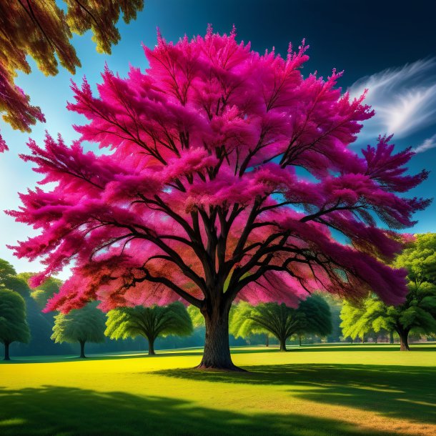 Photography of a hot pink elm