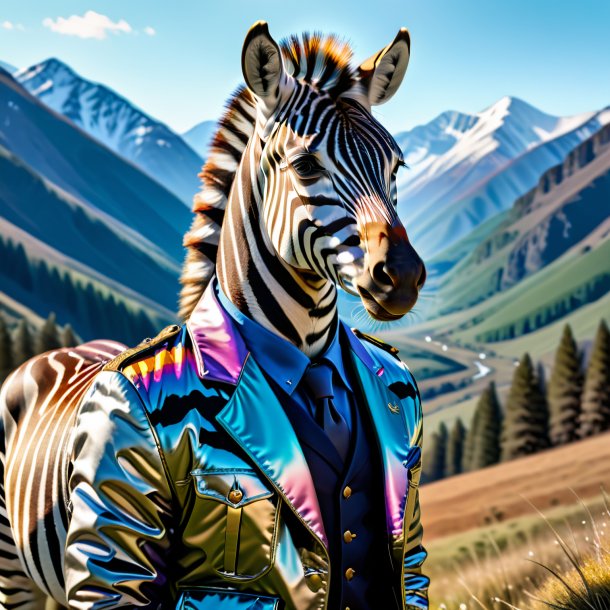 Pic of a zebra in a jacket in the mountains