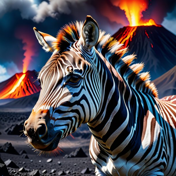 Photo of a crying of a zebra in the volcano