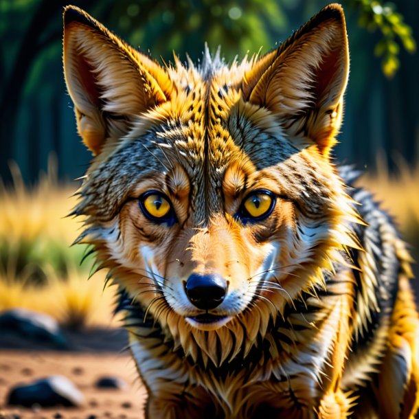 Image of a yellow crying jackal