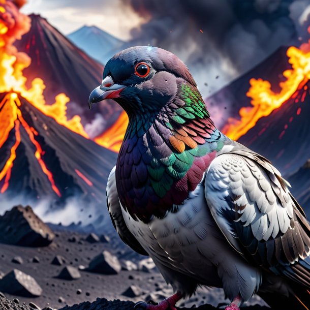 Pic d'une colère d'un pigeon dans le volcan