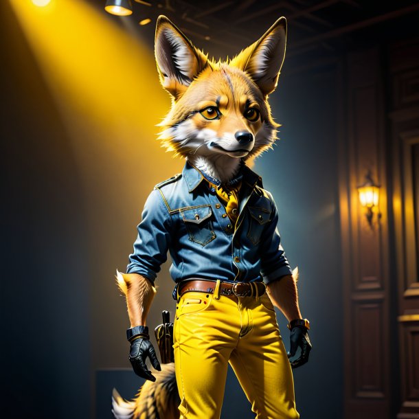 Image of a jackal in a yellow jeans