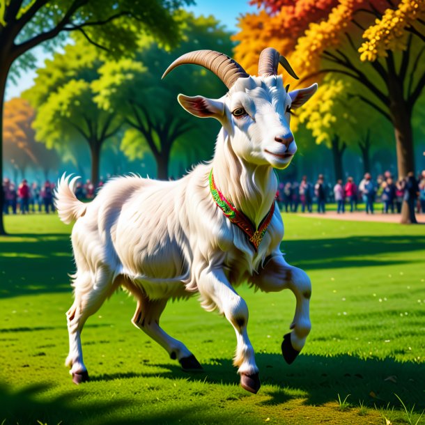 Image of a dancing of a goat in the park