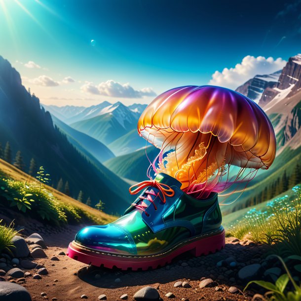 Photo of a jellyfish in a shoes in the mountains