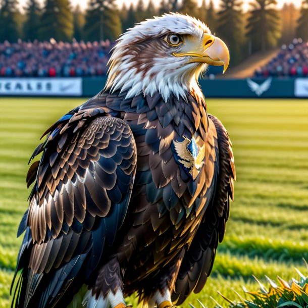 Pic of a eagle in a jacket on the field