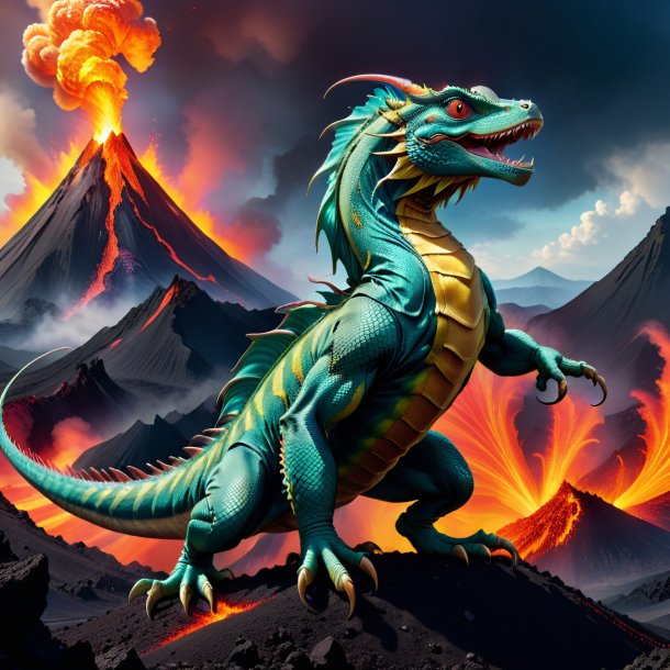 Picture of a dancing of a basilisk in the volcano