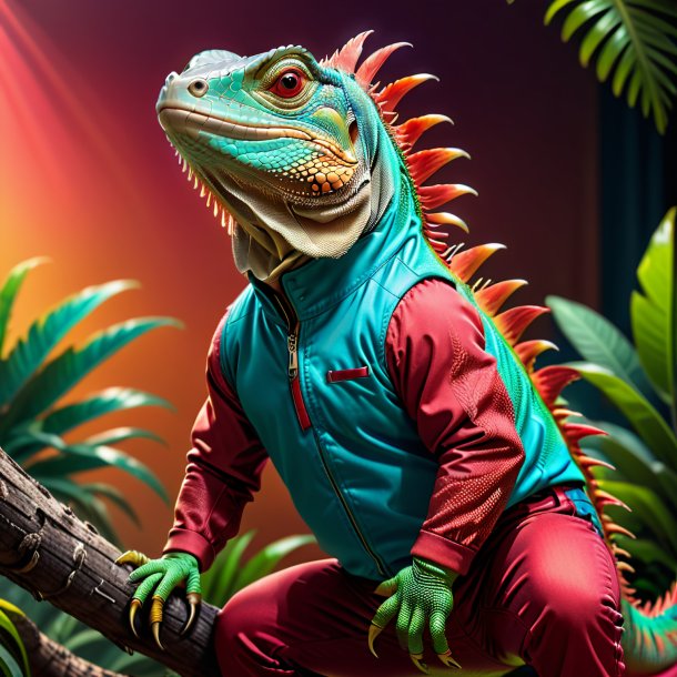 Imagen de una iguana en un jean rojo