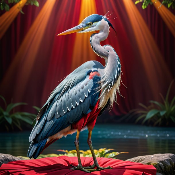 Picture of a heron in a red skirt