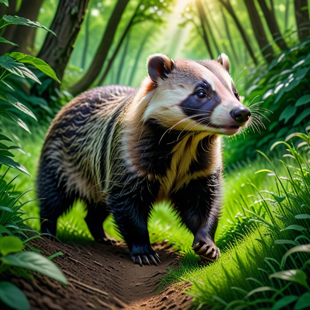 Image of a badger in a green belt