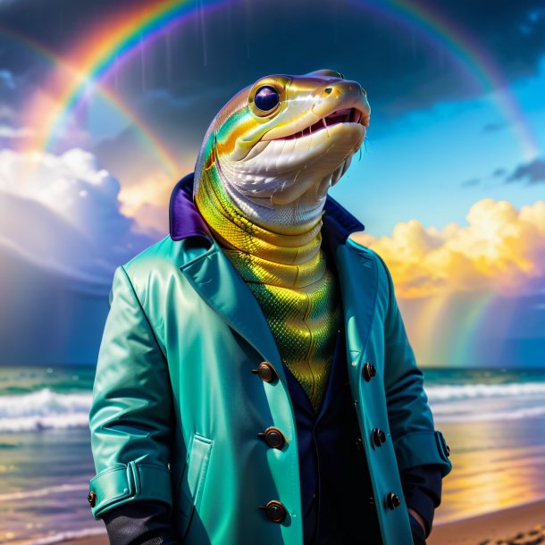 Photo of a eel in a coat on the rainbow