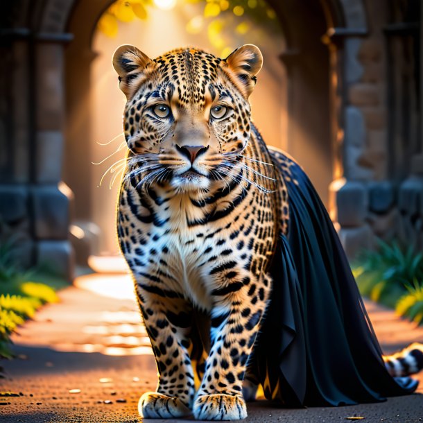 Foto de um leopardo em uma saia preta