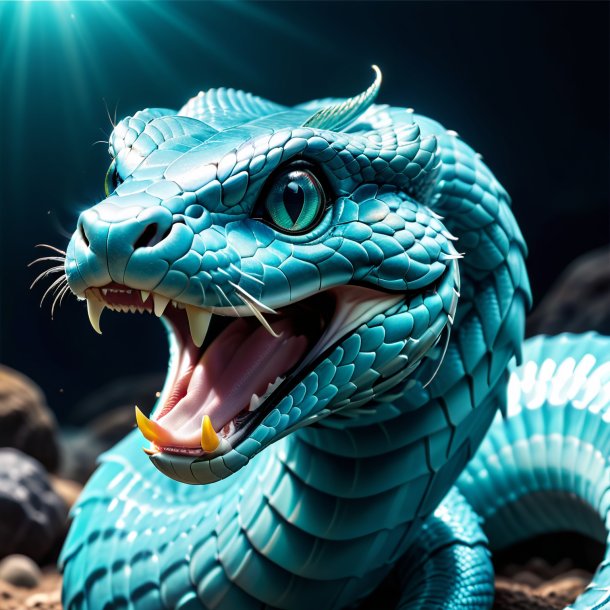 Image of a aquamarine smiling cobra