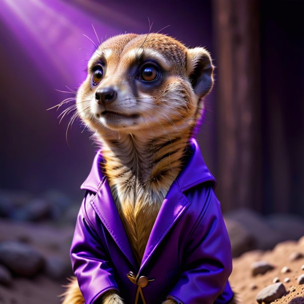 Photo of a meerkat in a purple jacket