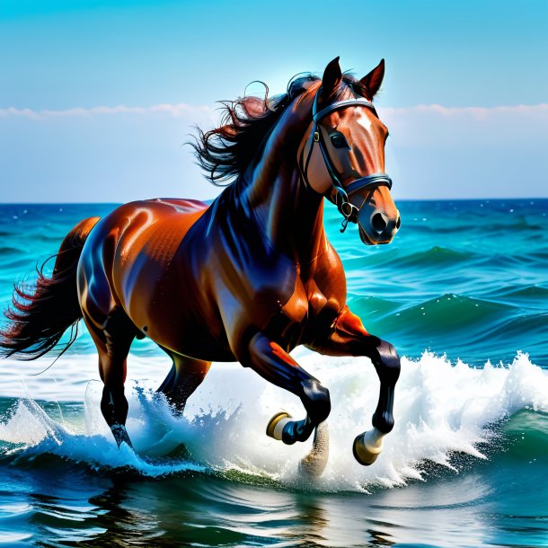 Pic of a horse in a gloves in the sea