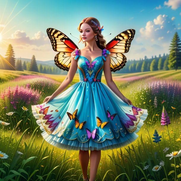 Image of a butterfly in a dress in the meadow