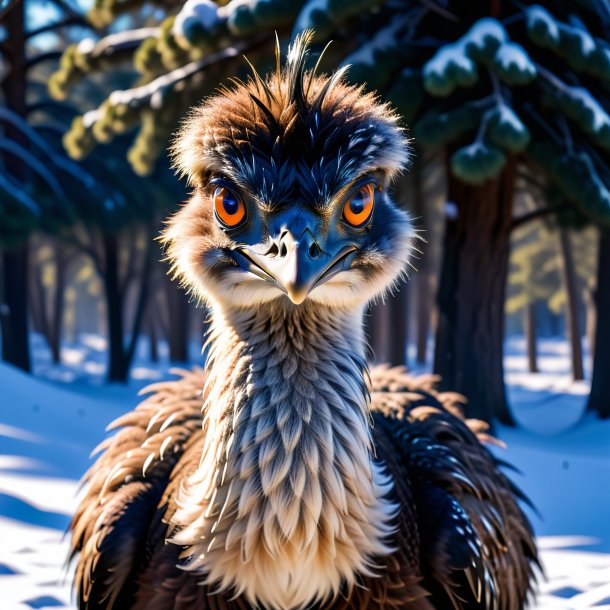 Foto de una amenaza de un emu en la nieve