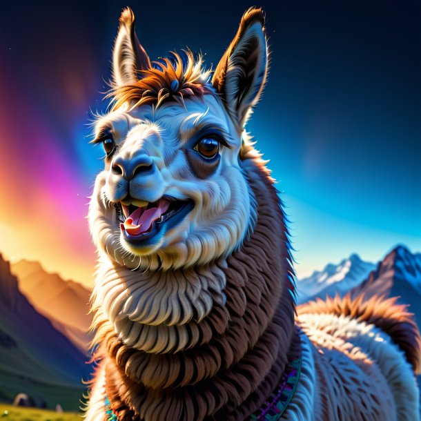 Image of a blue smiling llama