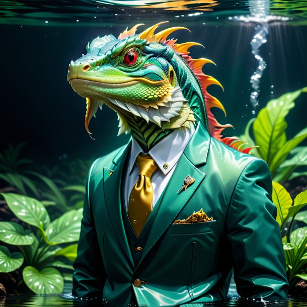 Pic of a basilisk in a jacket in the water