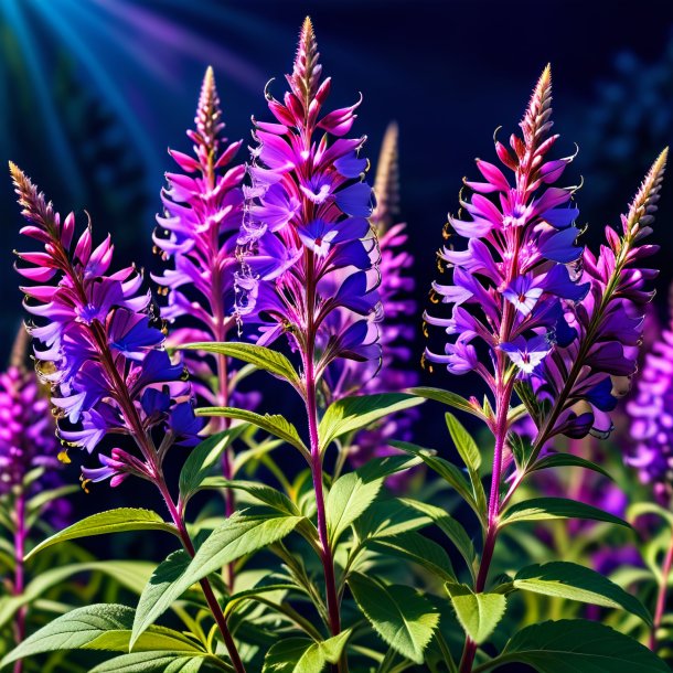 "pic d'un saule bleu marine, violet"