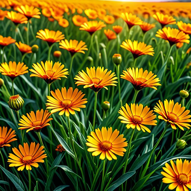 Clipart of a wheat ursinia calendula flowers