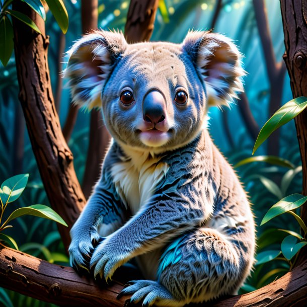 Image of a blue waiting koala