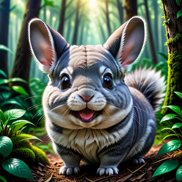 Photo d'un sourire de chinchillas dans la forêt