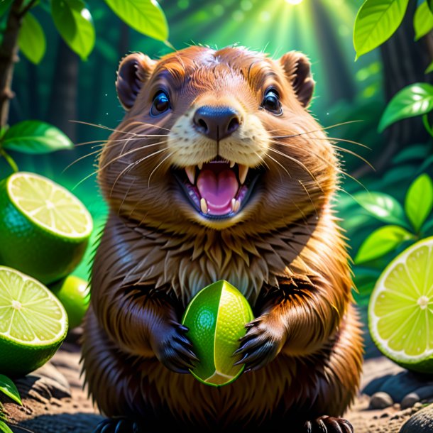 Pic of a lime smiling beaver