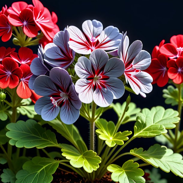 "clipart of a gray geranium, scarlet"