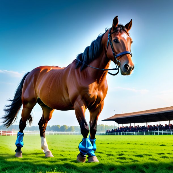 Image of a horse in a gloves on the field