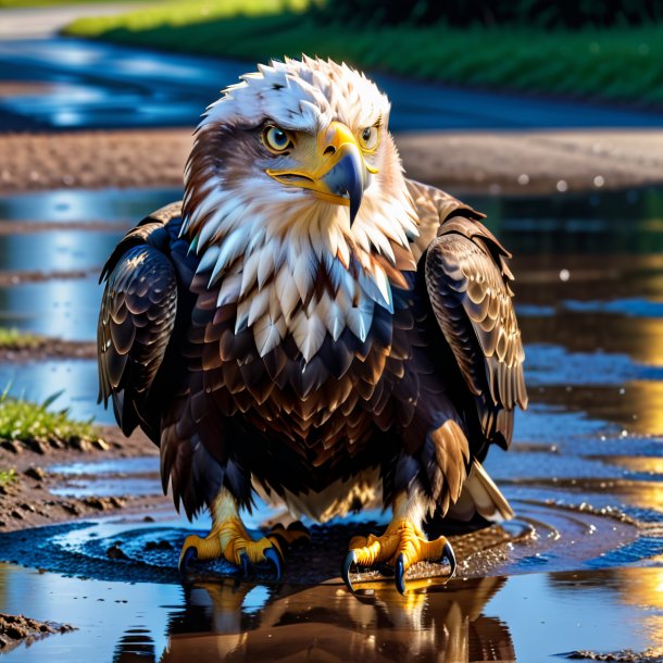 Image d'un aigle dans une ceinture dans la flaque