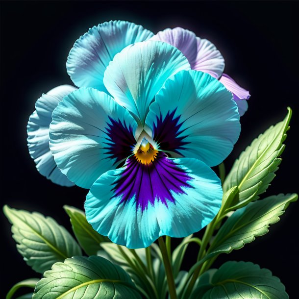 Drawing of a cyan pansy