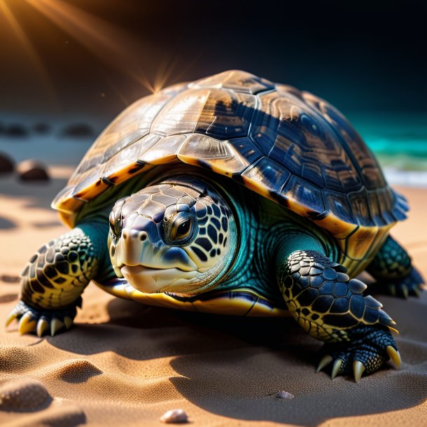 Foto de una tortuga en un cinturón negro