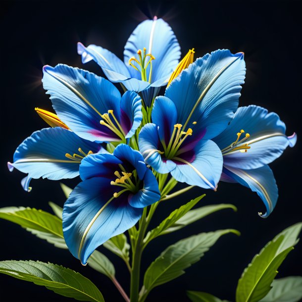 Image d'une fleur de trompette bleue à feuilles de frêne